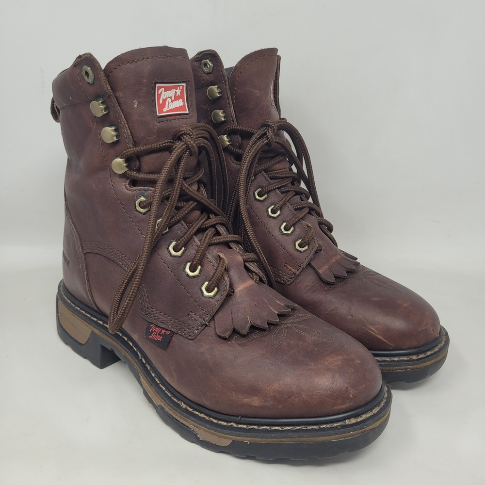 Tony Lama Boots Mens 7D Brown Leather Harlingen 8 Inch Western TW2006 Work
